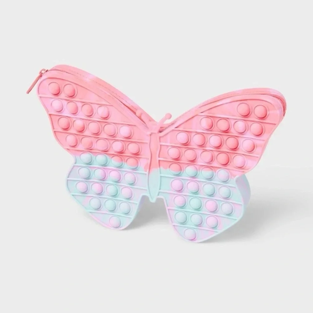 Pop Fidget Bubble Pop Pencil Pouch Butterfly  New with Tag